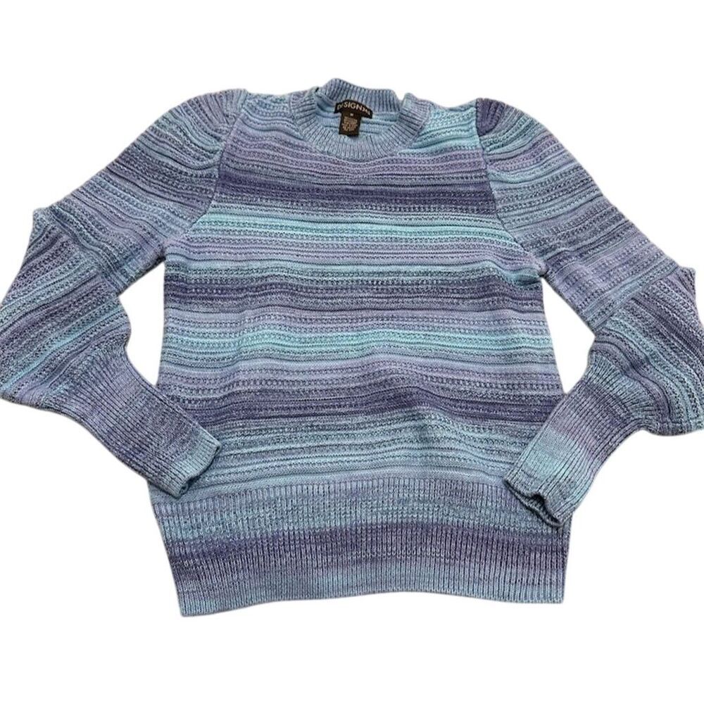Design365 Women's M Striped Knit Sweater Pullover Crewneck Multicolor